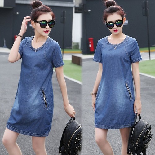 ĐẦM JEAN SUÔNG PHOM BÍ PHỐI DÂY KÉO TÚI
